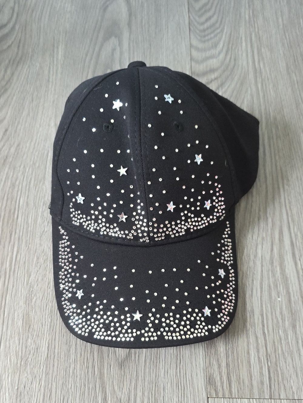 122 - T.J.Maxx Black Star and Rhinestone Embellished Baseball Cap